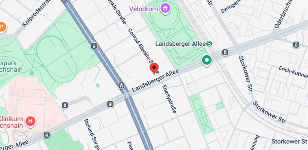 Karte mit dem Standort von CQStudioDigital im Berliner Stadtteil Prenzlauer Berg.